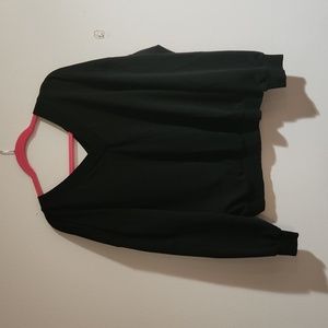 Black V Neck Sweatshirt with Gold Wings